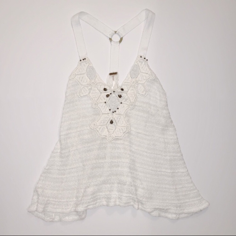 Free People cream colored knit top size small